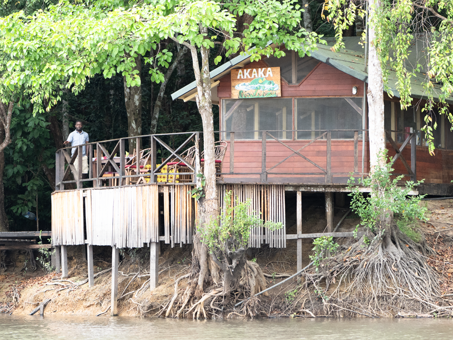 Lodge au bord de l'eau dans le parc national du Gabon